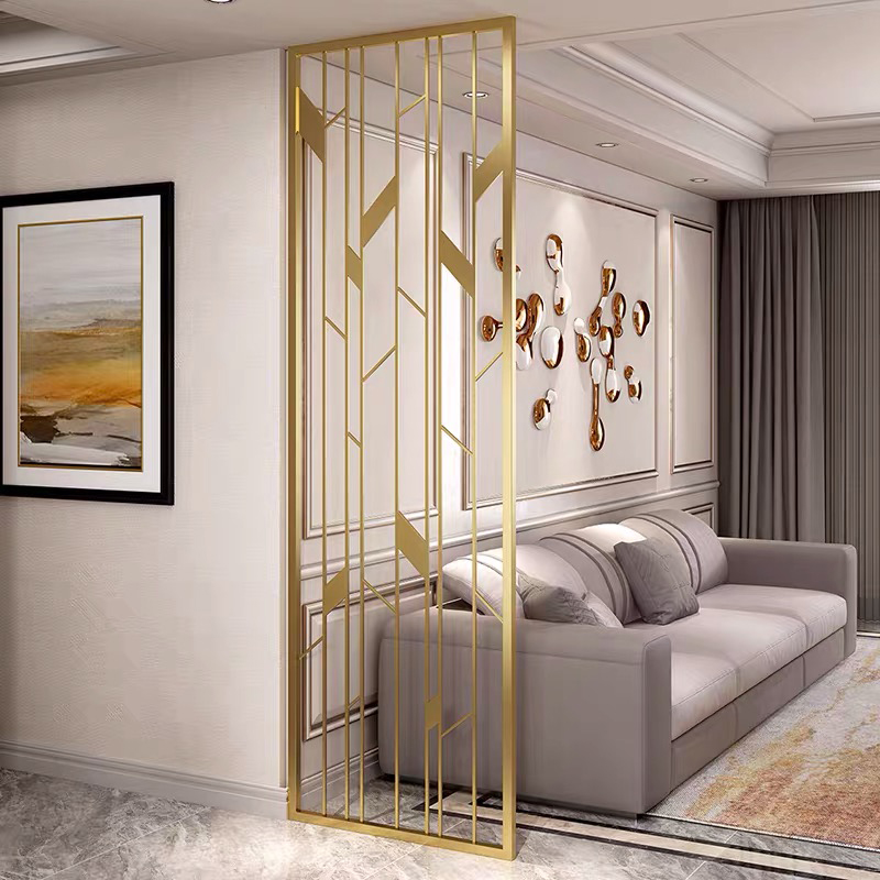 新中式不銹鋼屏風(fēng)隔斷客廳新中式進(jìn)門(mén)遮擋輕奢金屬入戶玄關(guān)現(xiàn)代簡(jiǎn)約